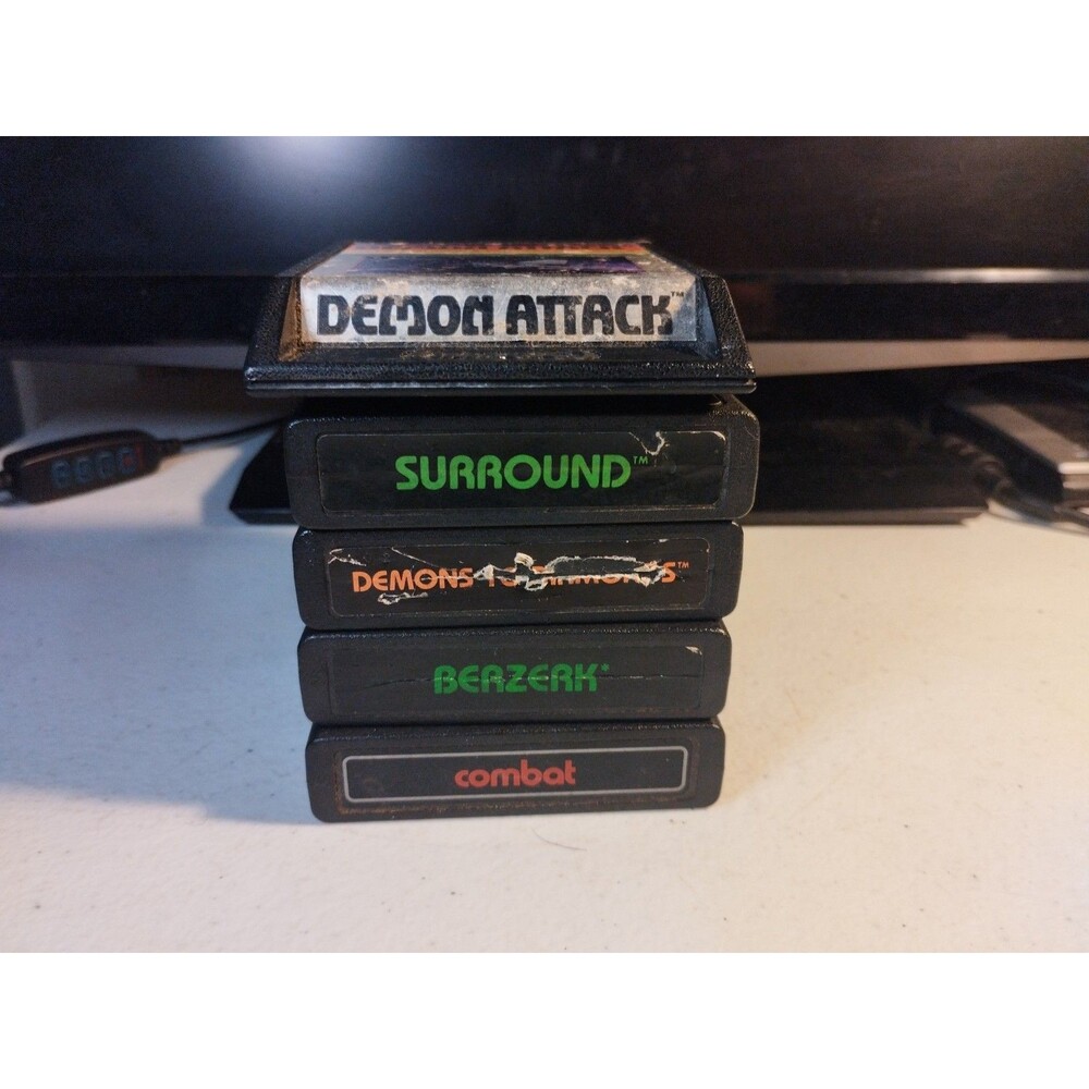 Atari 2600 Lot Of 5 Games - Tested & Work - Berzerk, Surround, Demon Attack - Picture 2 of 3